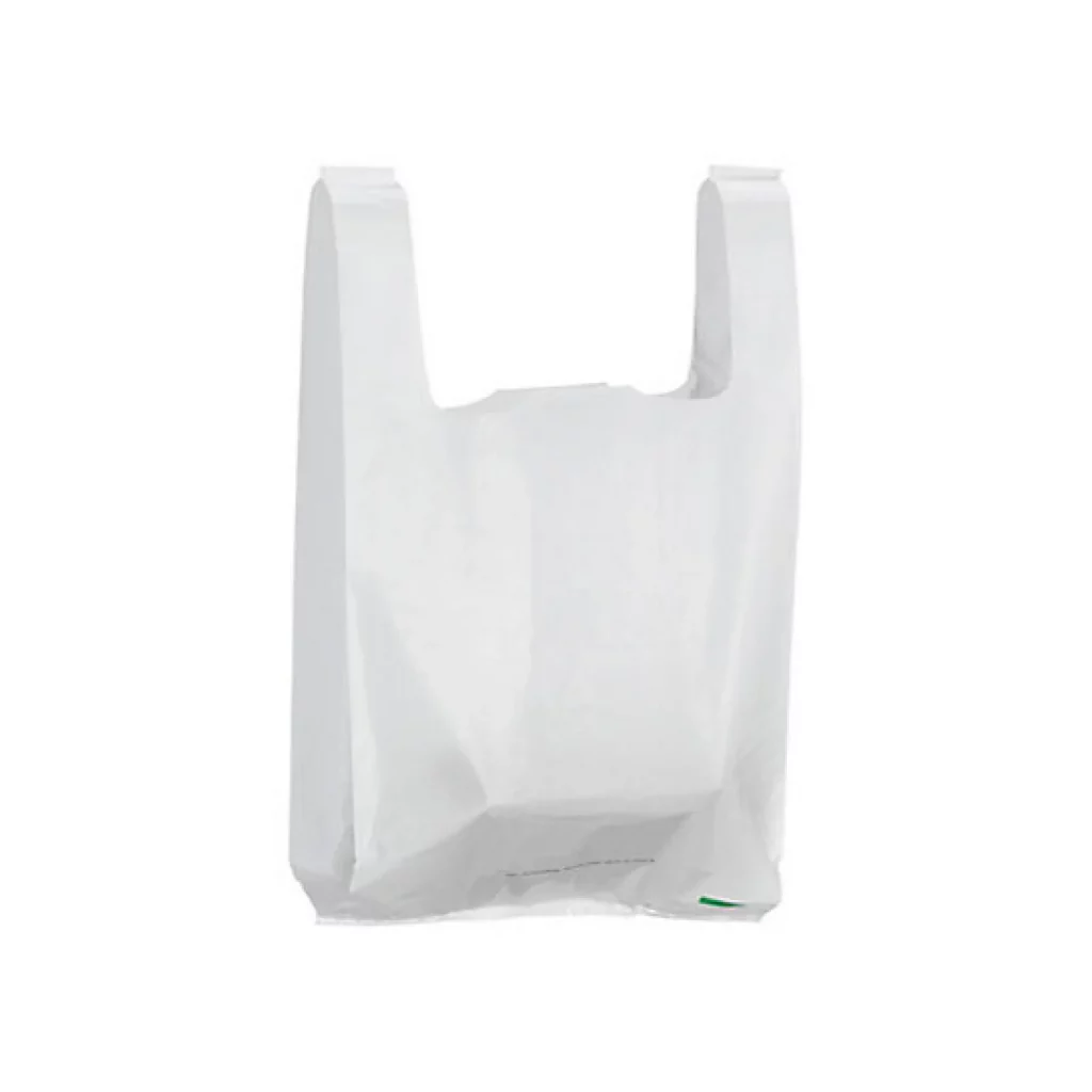 sac bretelles PE recyclé blanc réutilisable neutre 50 microns