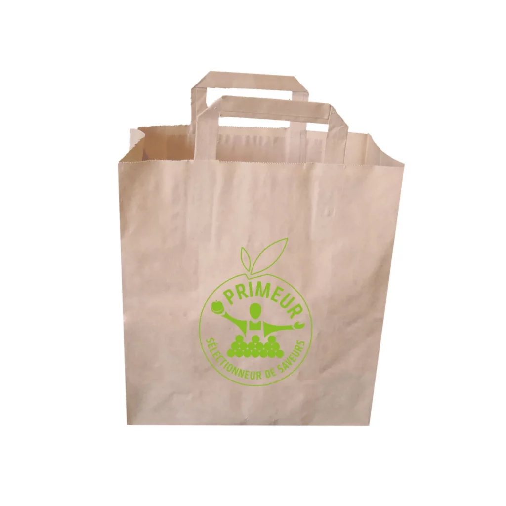 sac kraft poignees plates GM vert primeur